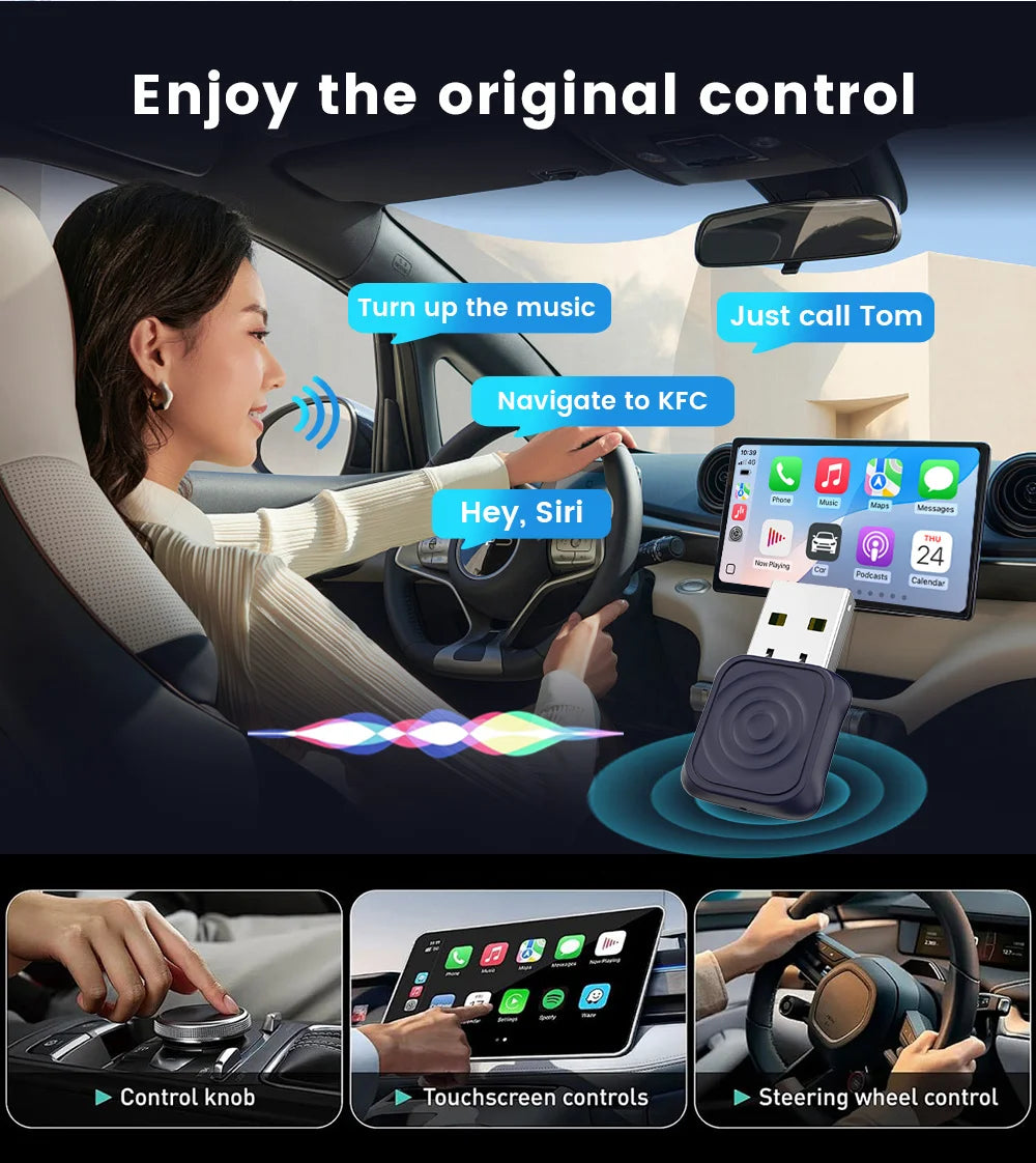 CarlinKit Mini Wireless CarPlay Adapter 2025 New Android Auto Wireless Dongle Wifi 5.8G Auto Connect Box Support Spotify Music