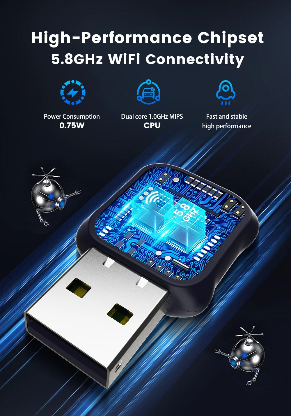 CarlinKit Mini Wireless CarPlay Adapter 2025 New Android Auto Wireless Dongle Wifi 5.8G Auto Connect Box Support Spotify Music