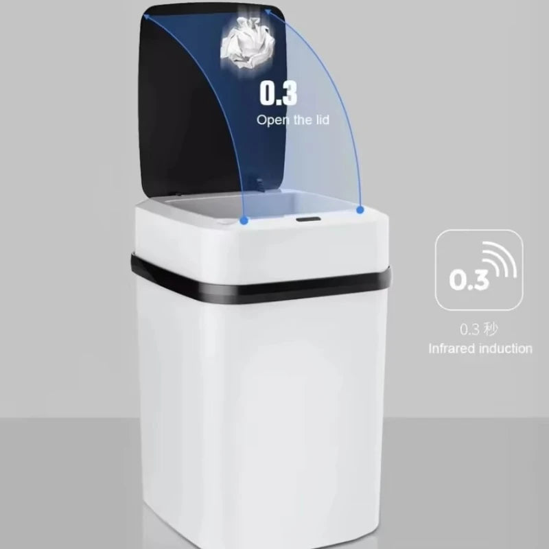 15L Smart Trash Can Intelligent Waste Bin Automatic Sensor Dustbin with Lid Waterproof Recycling Bins for Home Kitchen Bathroom