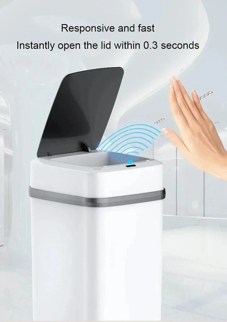Smart Trashbin Automatic Sensor Large Capacity Touchless Waste Bin Energy-saving Waterproof for Kitchen Bathroom Home Office