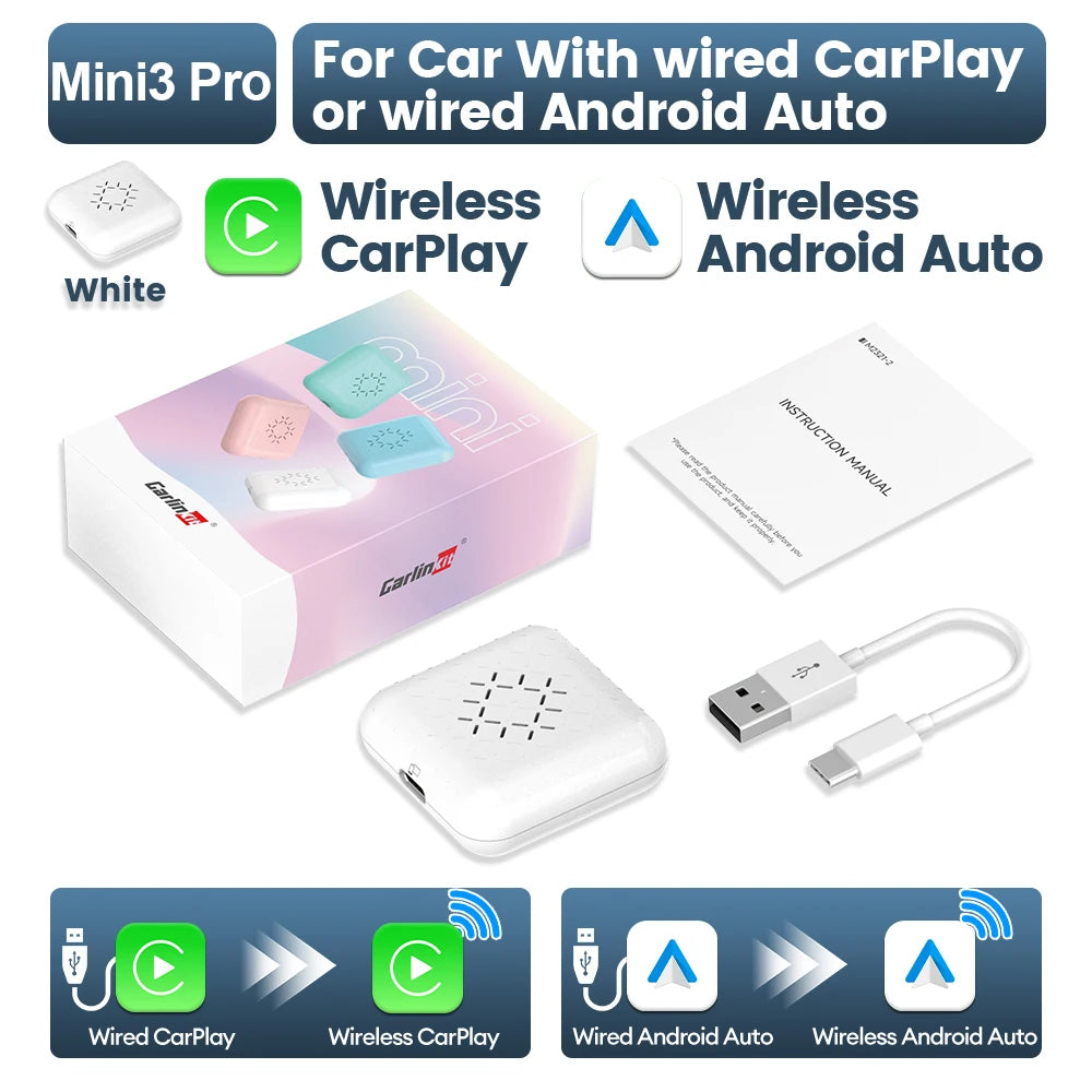New CarlinKit Mini 5 SE Wireless Carplay Adapter For iPhone 5Ghz WiFi BT Fast Stable Connect For Spotify Waze Split Screen Box