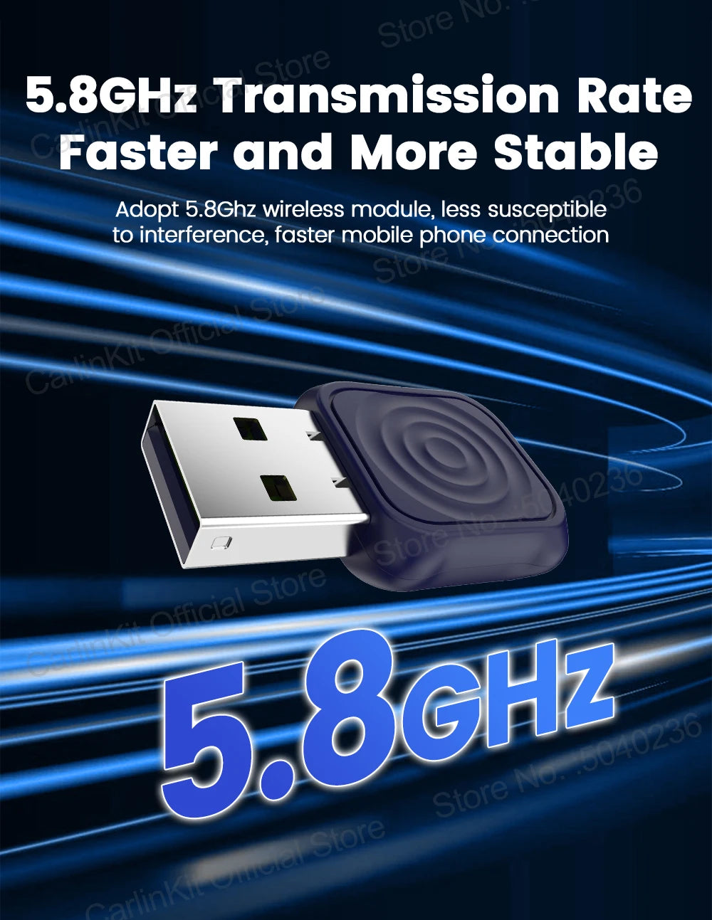 CarlinKit 5.0 Wireless Adapter Mini Ultra Wireless Android Auto & CarPlay USB Dongle For Car Upgrade WiFi Bluetooth Auto Connect