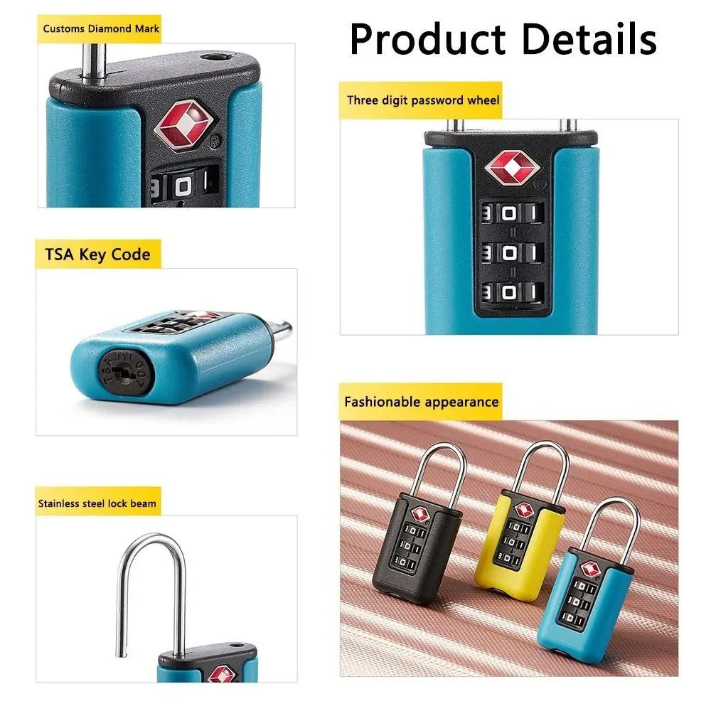 New TSA Customs Colorful Code Lock for Travel Luggage Password Changeable Lock Contrast Color Design Padlock Cabinet Locker