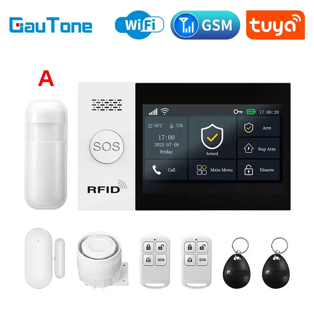 TUYA WIFI Smart GSM Alarm System Smart Life Security Protection For Home with PIR Wireless Solar Siren Alexa