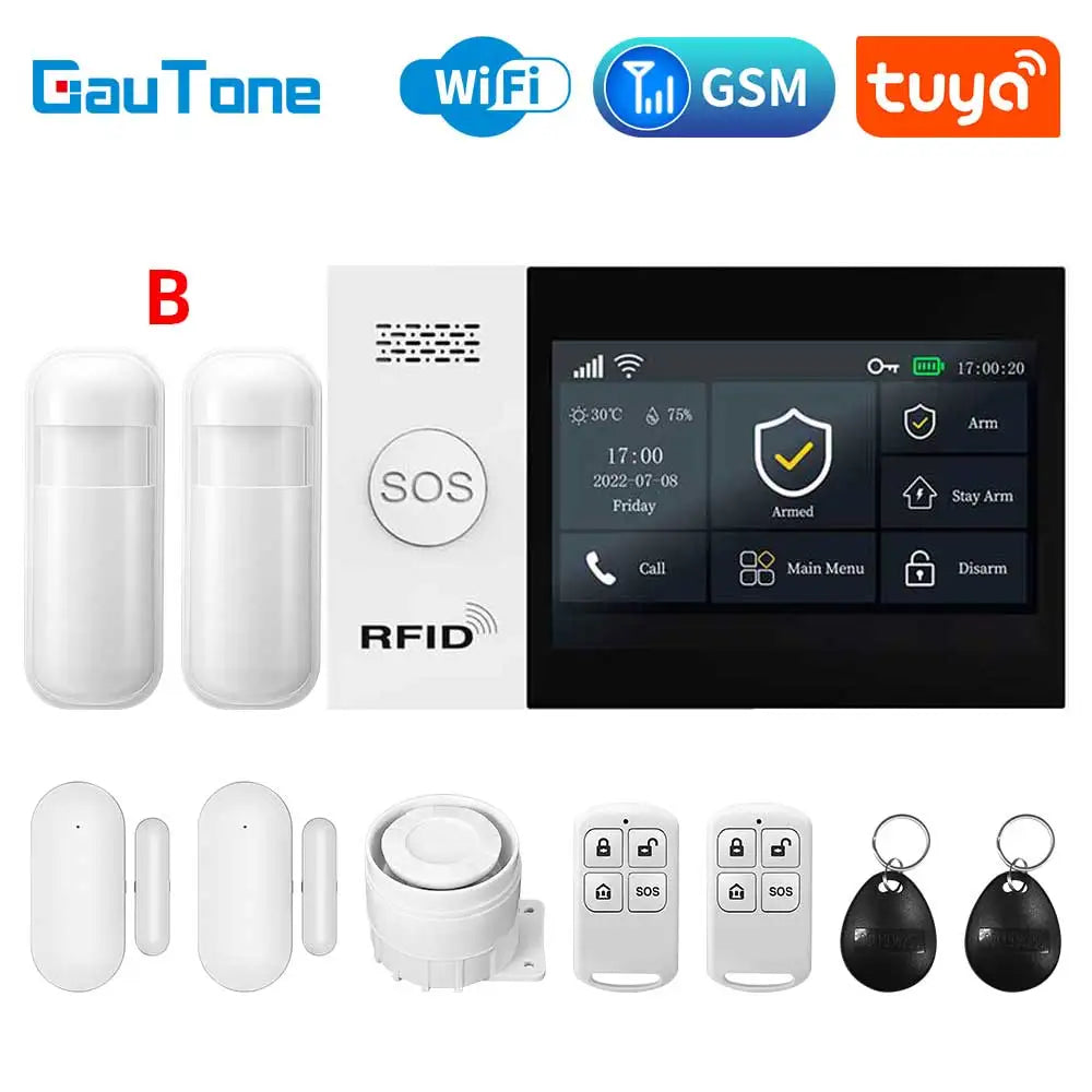 TUYA WIFI Smart GSM Alarm System Smart Life Security Protection For Home with PIR Wireless Solar Siren Alexa