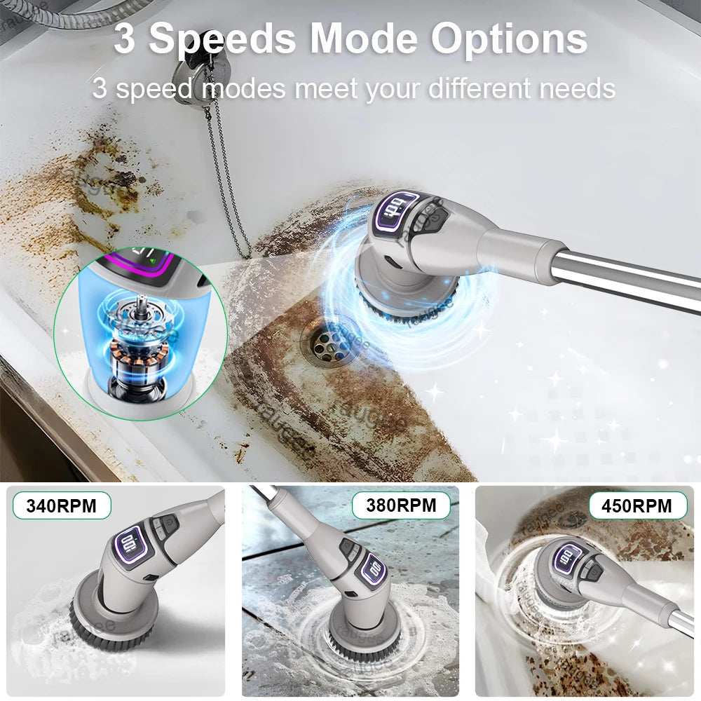 Electric Cleaning Brush 10 In 1 Multifunctional Cleaning Brush For Bathroom Kitchen Toilet Wireless Rotatable Cleaning Brush