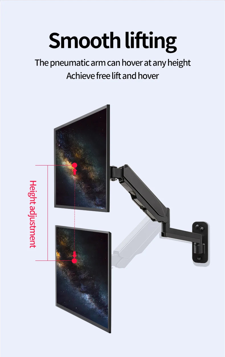 Wall Mount Swivel Tilt Rotation Full Motion Adjustable Articulating for Most 24-45" LED, LCD Monitor Wall Mount VESA 100x100mm