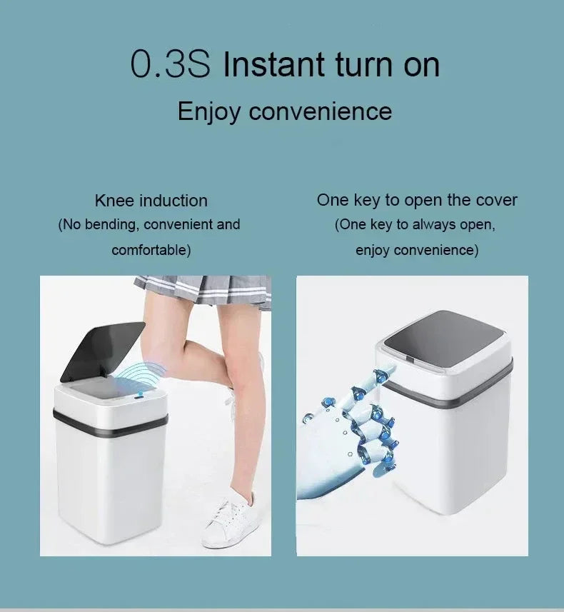 Smart Trashbin Automatic Sensor Large Capacity Touchless Waste Bin Energy-saving Waterproof for Kitchen Bathroom Home Office