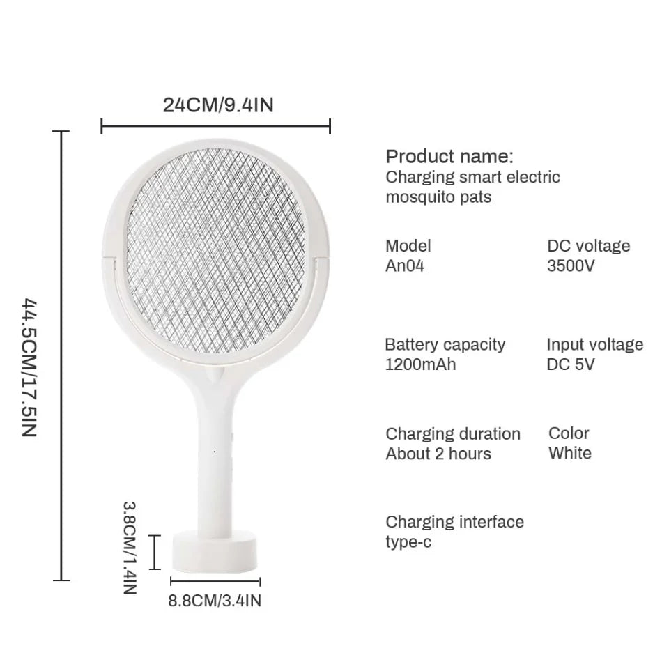 3500V 5in1 Mosquito Killer Lamp Multifunctional Angle Adjustable Bug Zapper Electric USB Rechargeable Mosquito Fly Bat Swatter