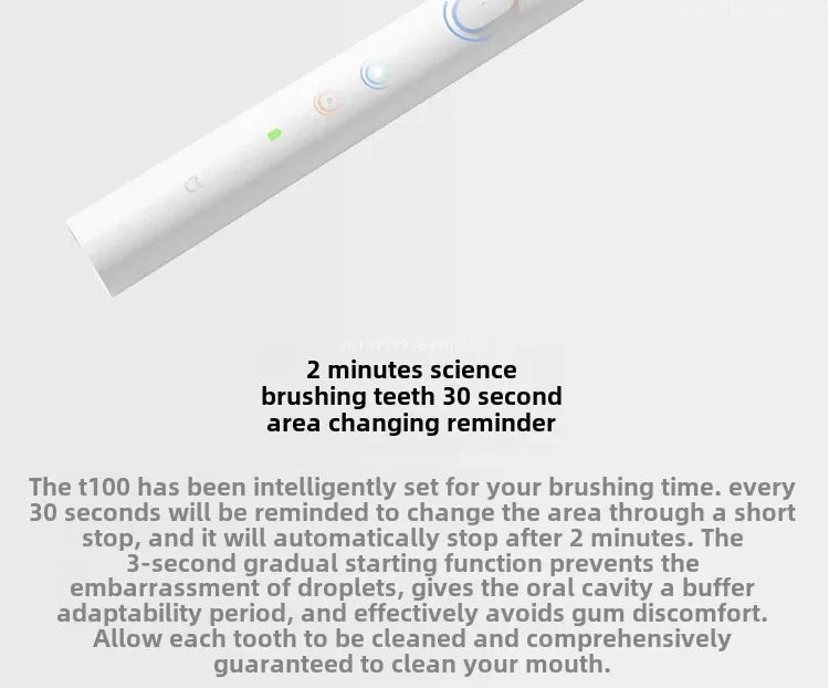 XIAOMI MIJIA Sonic Electric Toothbrush T100 Cordless USB Rechargeable Toothbrushes Waterproof Ultrasonic Automatic Tooth Brush