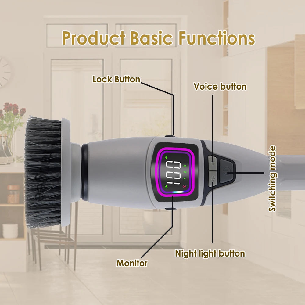 Electric Cleaning Brush 10 In 1 Multifunctional Cleaning Brush For Bathroom Kitchen Toilet Wireless Rotatable Cleaning Brush