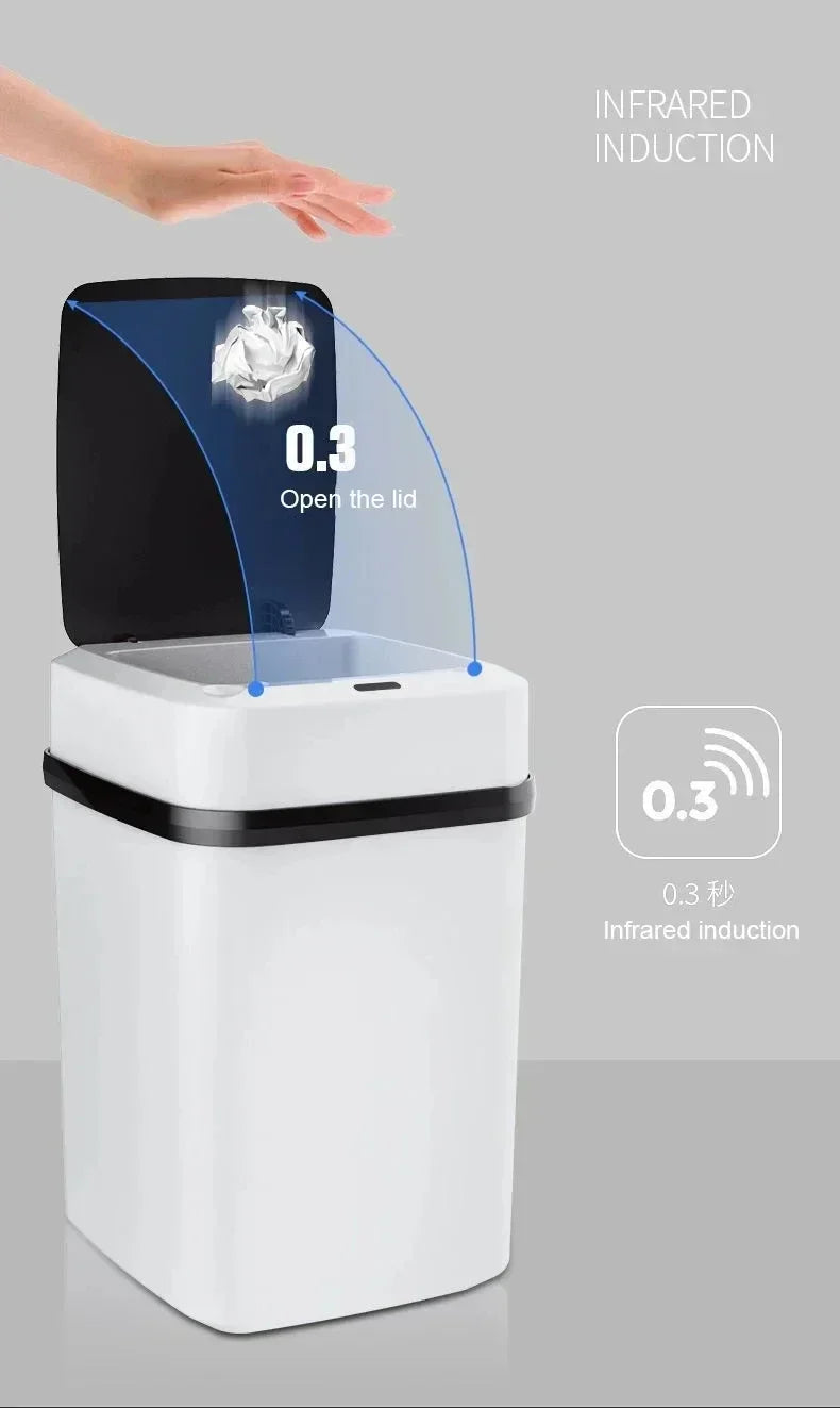 Smart Trashbin Automatic Sensor Large Capacity Touchless Waste Bin Energy-saving Waterproof for Kitchen Bathroom Home Office
