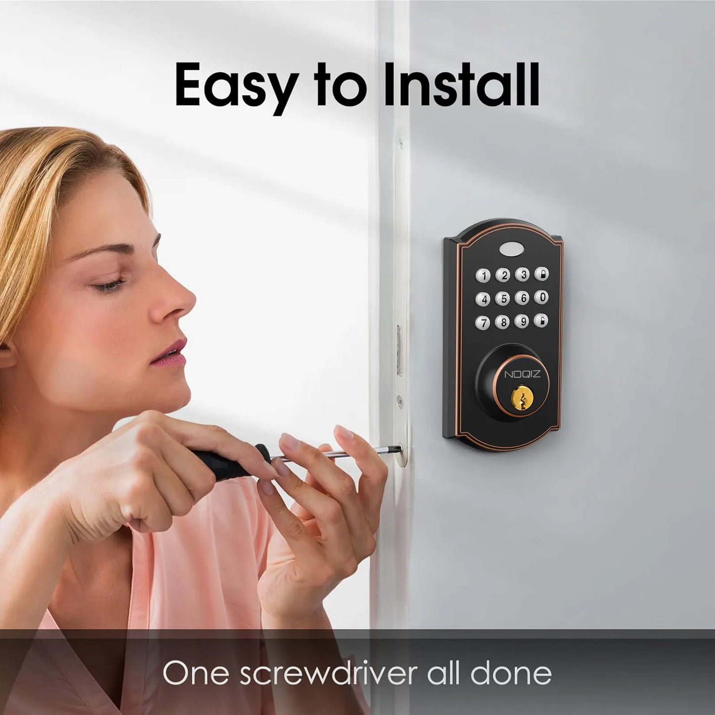 Keyless entry door lock - electronic door lock with keypad, smart latch lock with automatic lock, safe waterproof smart lock 19l