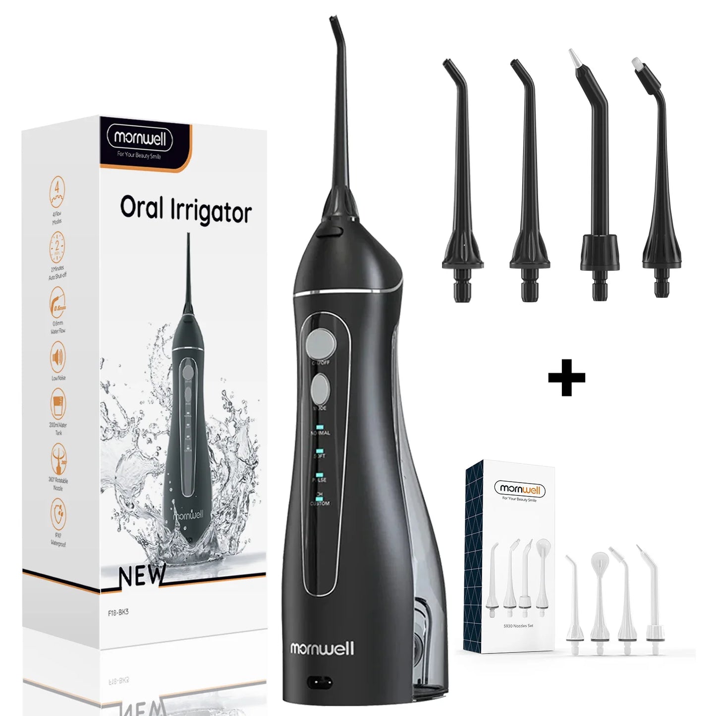 Dental Floss Portable Cordless F18 Oral Irrigator 3 Cleaning Modes Waterproof Rechargeable Dental Cleaner 4 Nozzles Clean Gums