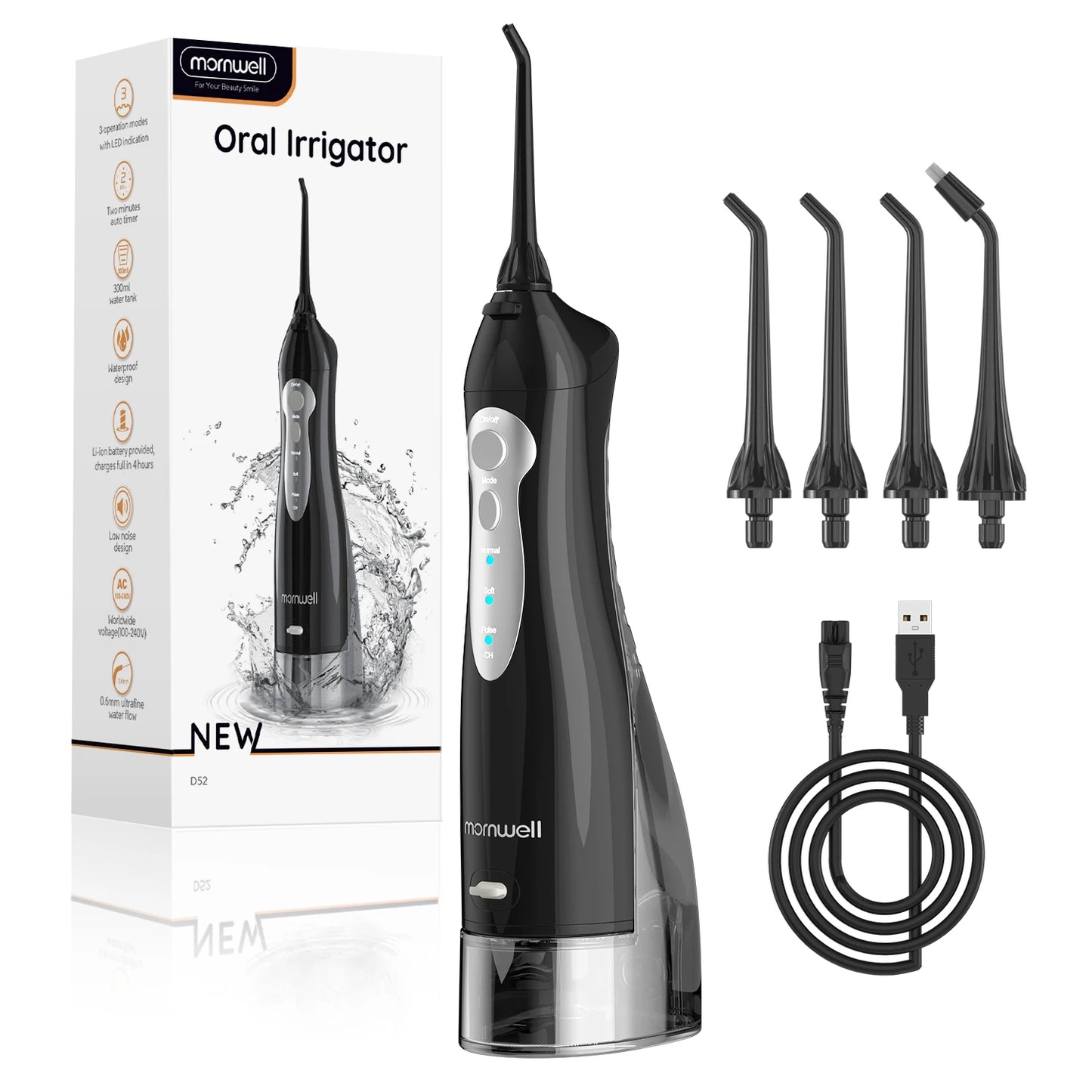 Dental Floss Portable Cordless F18 Oral Irrigator 3 Cleaning Modes Waterproof Rechargeable Dental Cleaner 4 Nozzles Clean Gums