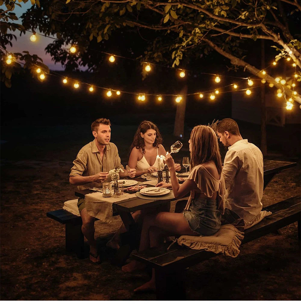 G40 Outdoor Solar String Light Garland LED Solar String Lights 24V Globe Waterproof Hanging Lights for Garden Backyard Cafe