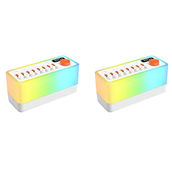 White Noise Sleep Sound Machine With 8 Nature Sounds, Portable Bluetooth Speaker, 12 Colors Night Lights