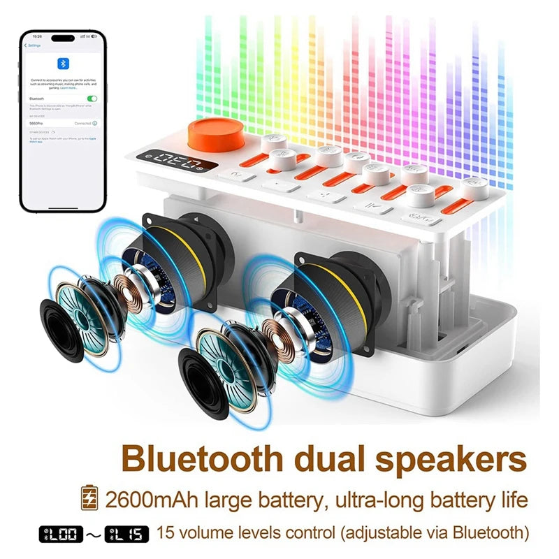 White Noise Sleep Sound Machine With 8 Nature Sounds, Portable Bluetooth Speaker, 12 Colors Night Lights