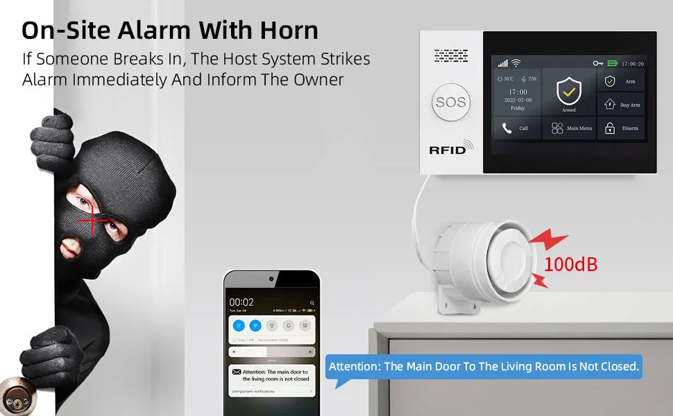 TUYA WIFI Smart GSM Alarm System Smart Life Security Protection For Home with PIR Wireless Solar Siren Alexa