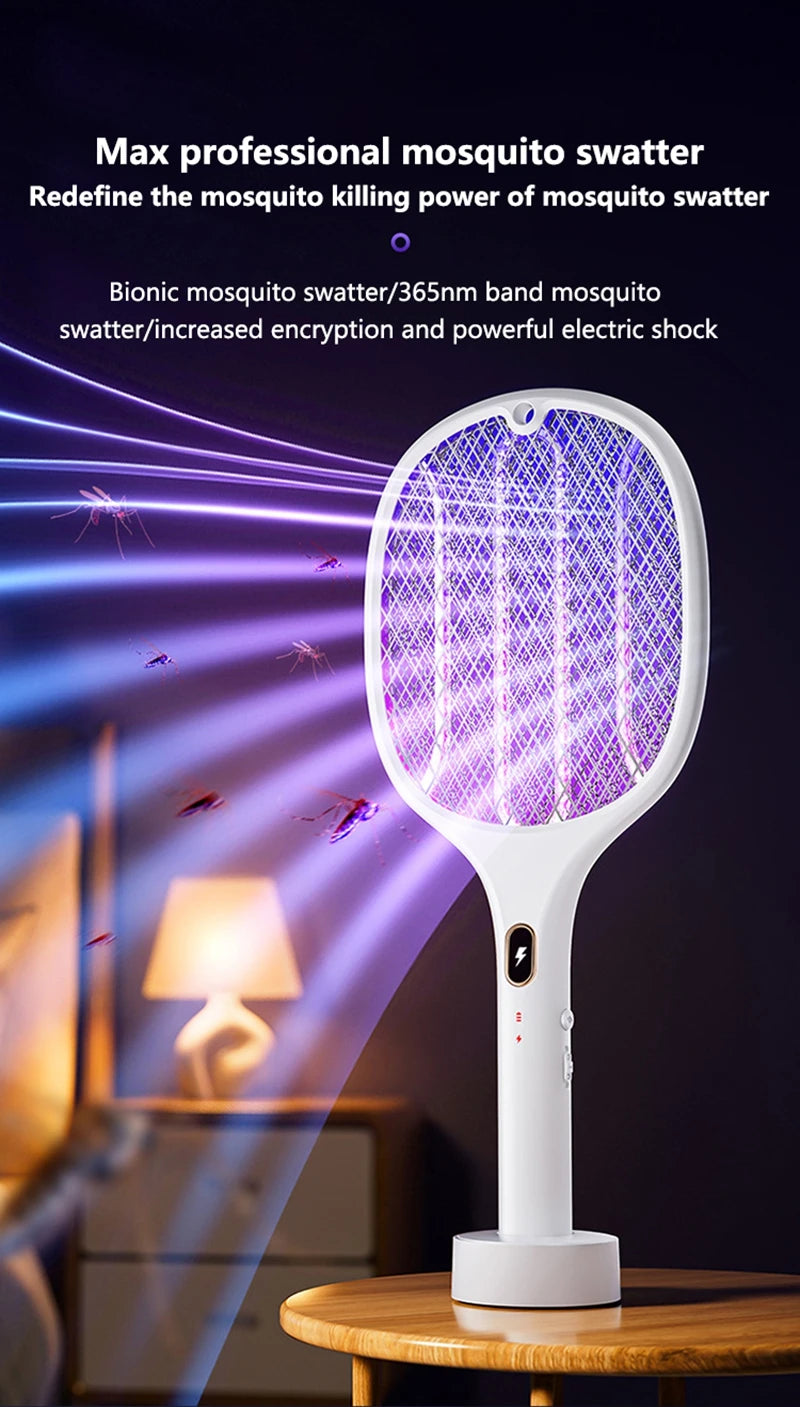 3 In 1 Multi-Functional Bug Zapper Racket Usb Rechargeable Mosquito Killer Safe Electric Mosquito Swatter Pest Control Supplies