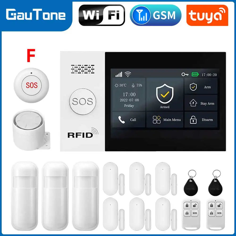 TUYA WIFI Smart GSM Alarm System Smart Life Security Protection For Home with PIR Wireless Solar Siren Alexa