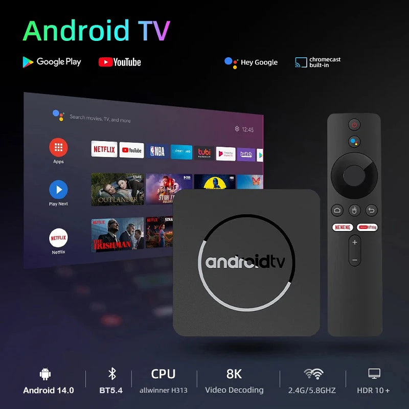 Android TV Box Q10 Android 14 Dual Wifi 2.4G&5G Google Voice Ram 4GB 8GB Rom 64GB 128GB Media player 3D 8K Video 4K Set Top Box