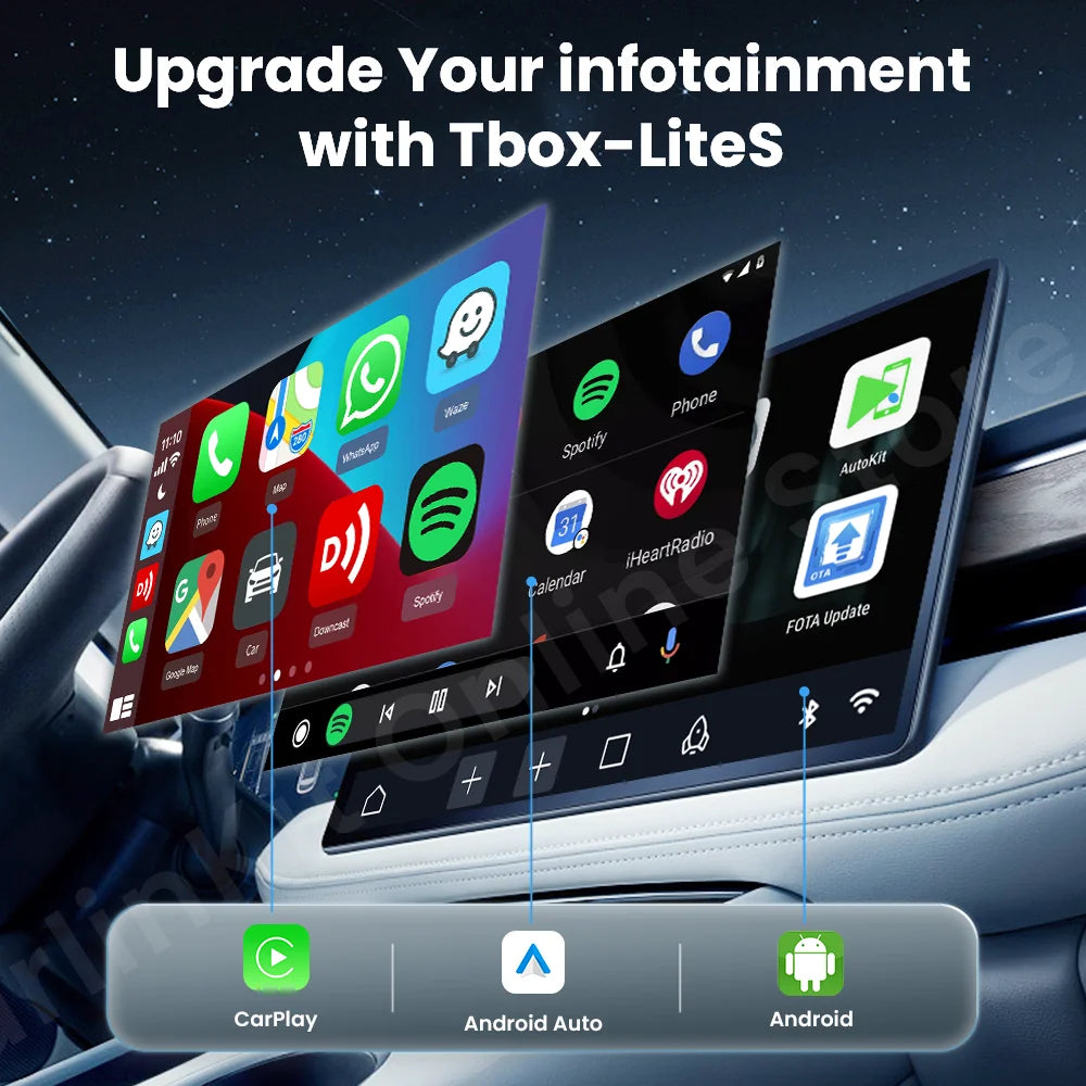 2025 CarlinKit TBox LiteS Android Ai Box Android auto CarPlay Wireless Adatper for Netfilx Youtube IPTV Spotify Car Accessories