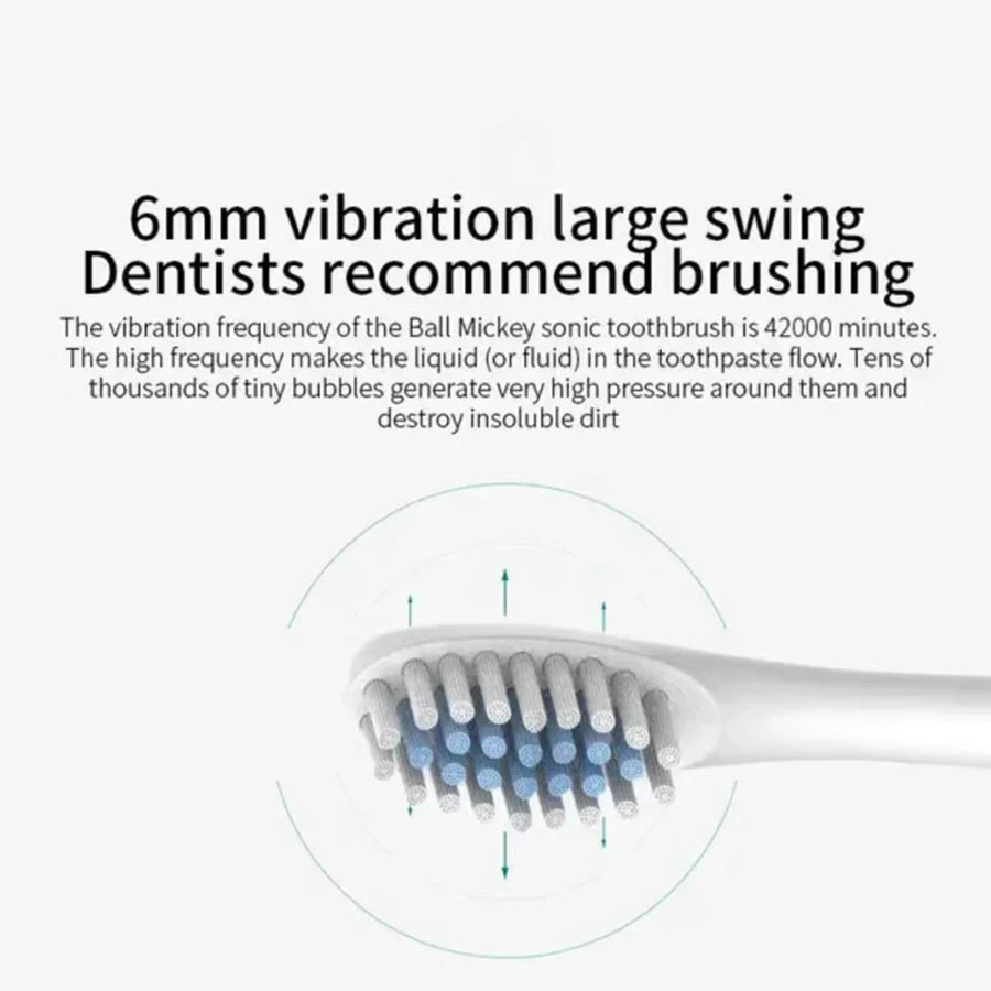 Sonic Electric Toothbrush for Adults IPX7 Waterproof DuPont Brush Head USB Rechargeable High Frequency Cleaning 6 Cleaning Modes