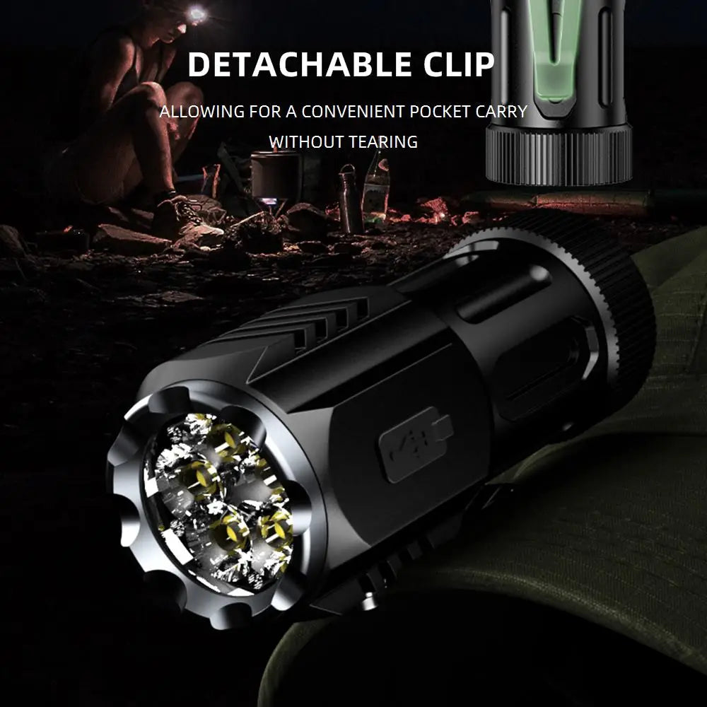 5x Led Mini Palm Small Flashlight Usb Rechargeable Portable Red Torch Home Outdoor Pocket Hiking Camping Magnet Work Car Repair
