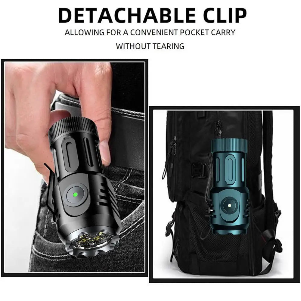 5x Led Mini Palm Small Flashlight Usb Rechargeable Portable Red Torch Home Outdoor Pocket Hiking Camping Magnet Work Car Repair