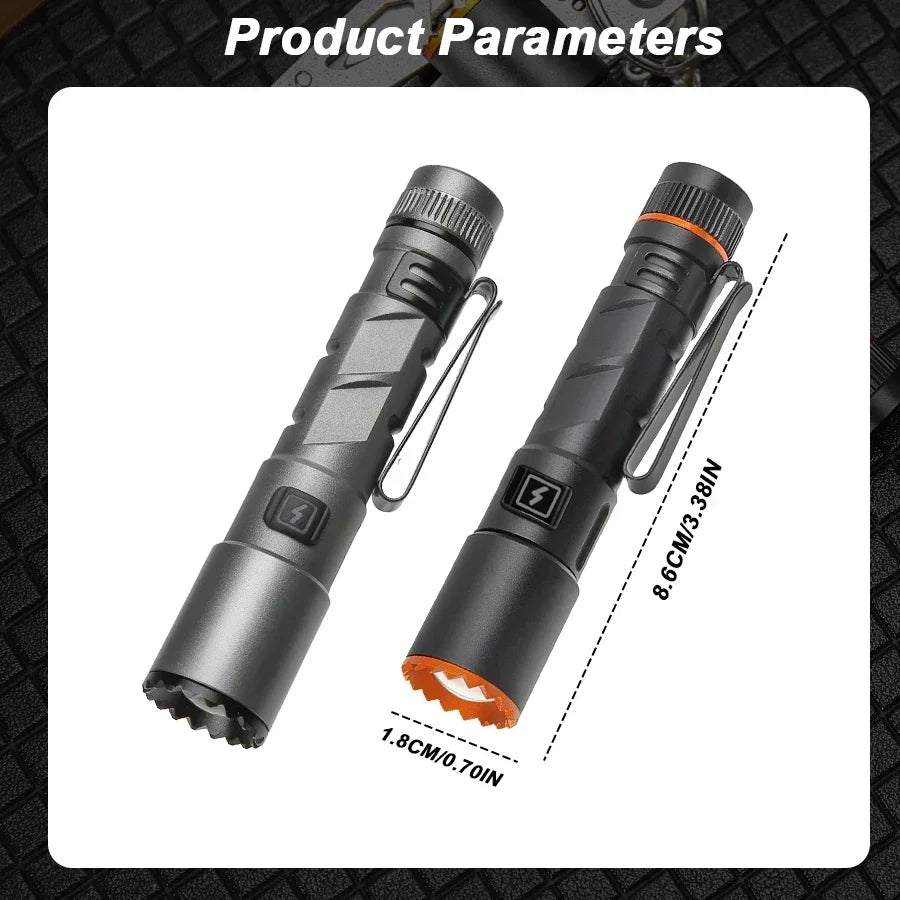 High Power Mini Flashlight USB Charging Small Flashlight with Clip Magnetic Pocket Torch for Camping Hiking Emergency Light