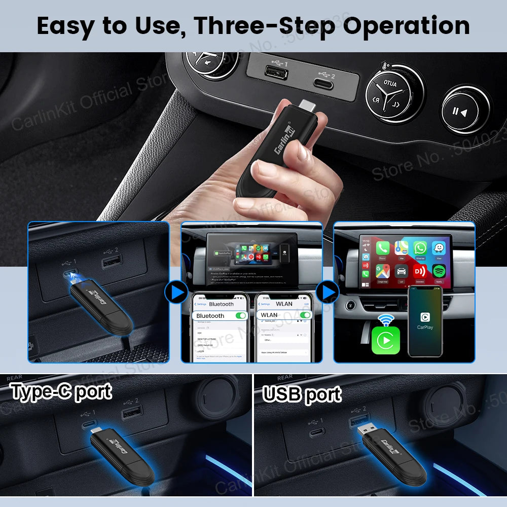 New CarlinKit Mini 5 SE Wireless Carplay Adapter For iPhone 5Ghz WiFi BT Fast Stable Connect For Spotify Waze Split Screen Box