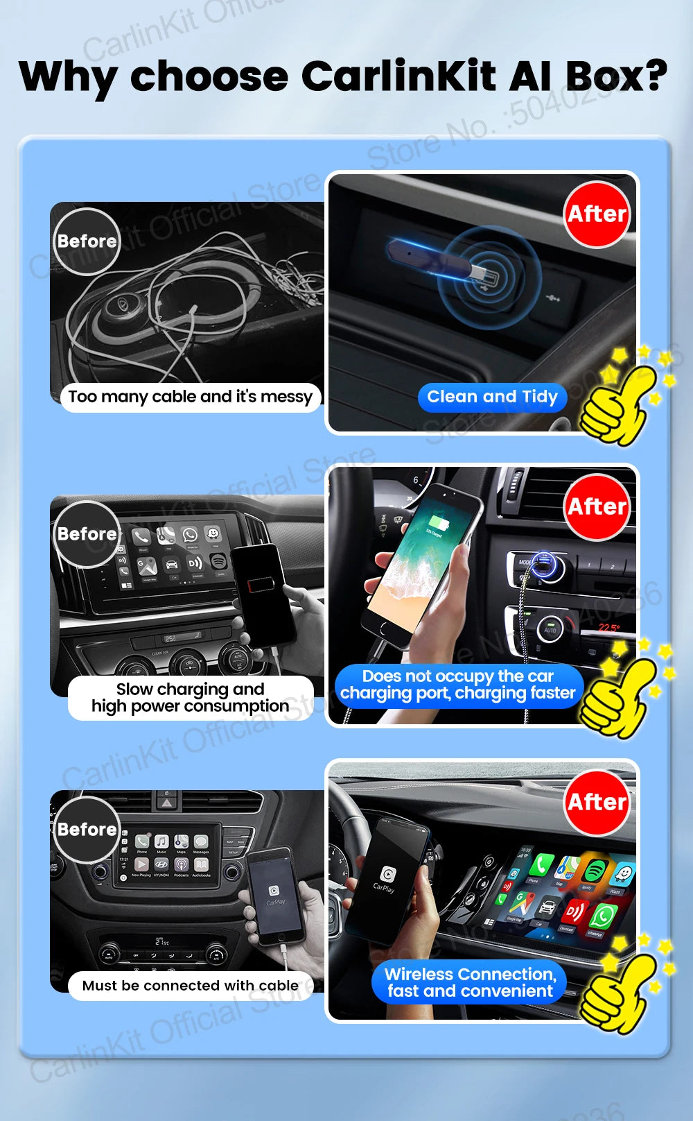 CarlinKit 5.0 Wireless Adapter Mini Ultra Wireless Android Auto & CarPlay USB Dongle For Car Upgrade WiFi Bluetooth Auto Connect