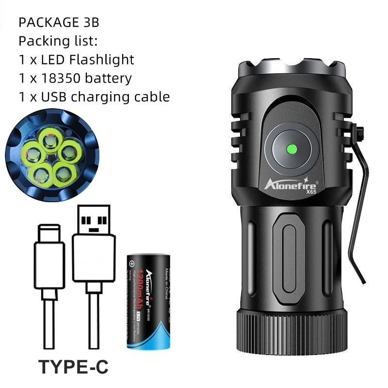 5x Led Mini Palm Small Flashlight Usb Rechargeable Portable Red Torch Home Outdoor Pocket Hiking Camping Magnet Work Car Repair