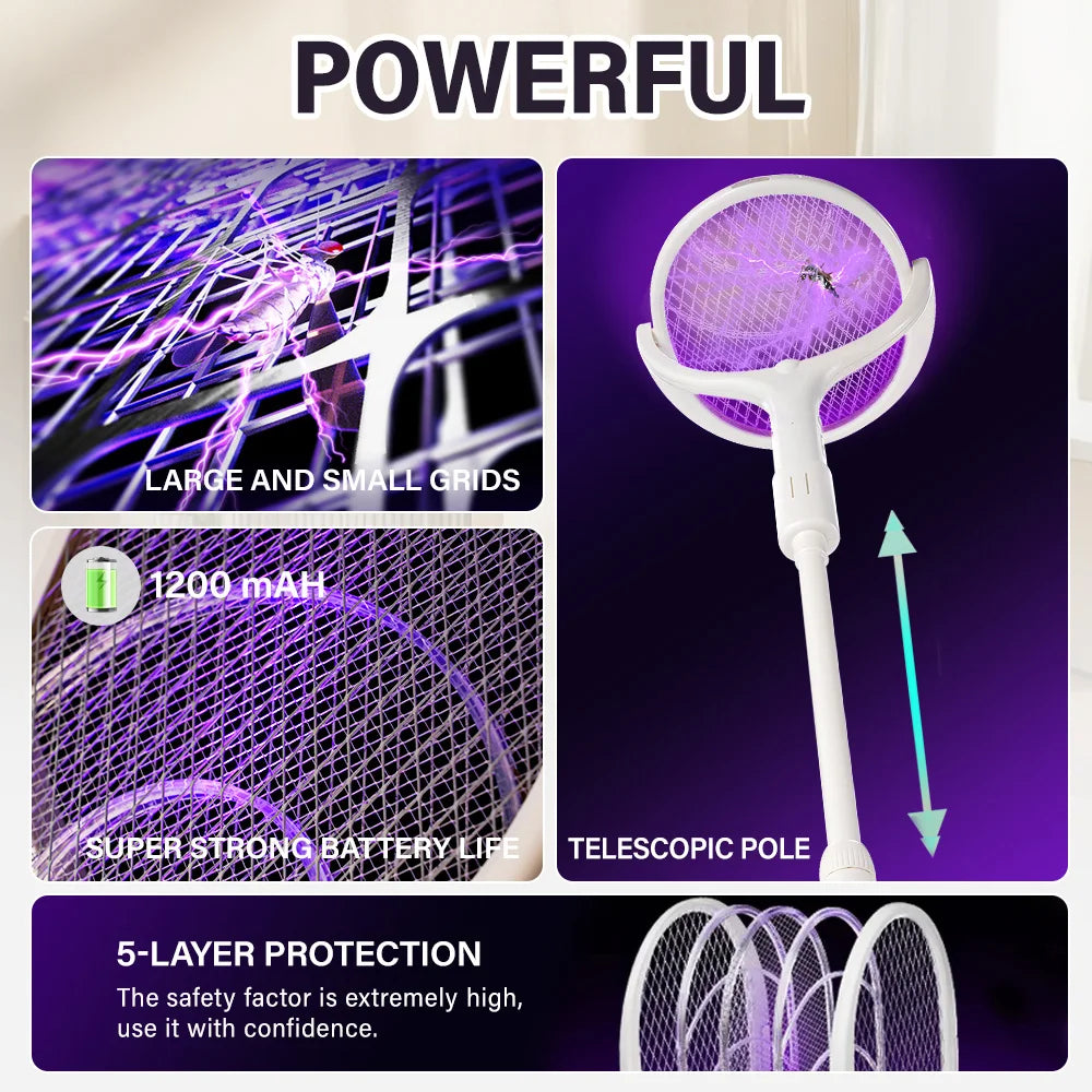 3500V 5in1 Mosquito Killer Lamp Multifunctional Angle Adjustable Bug Zapper Electric USB Rechargeable Mosquito Fly Bat Swatter