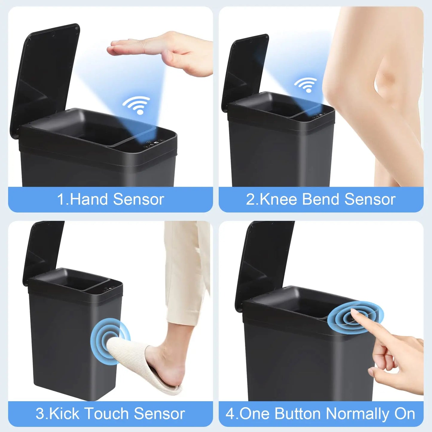 Bathroom Touchless Trash,12L Motion Sensor-Activated Trash Can with Lid, Automatic Kitchen Trash for Office, Living Room, Bedroom