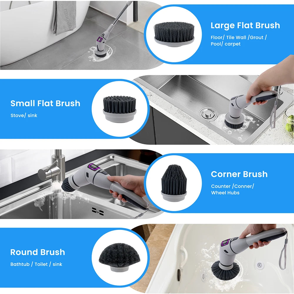 Electric Cleaning Brush 10 In 1 Multifunctional Cleaning Brush For Bathroom Kitchen Toilet Wireless Rotatable Cleaning Brush