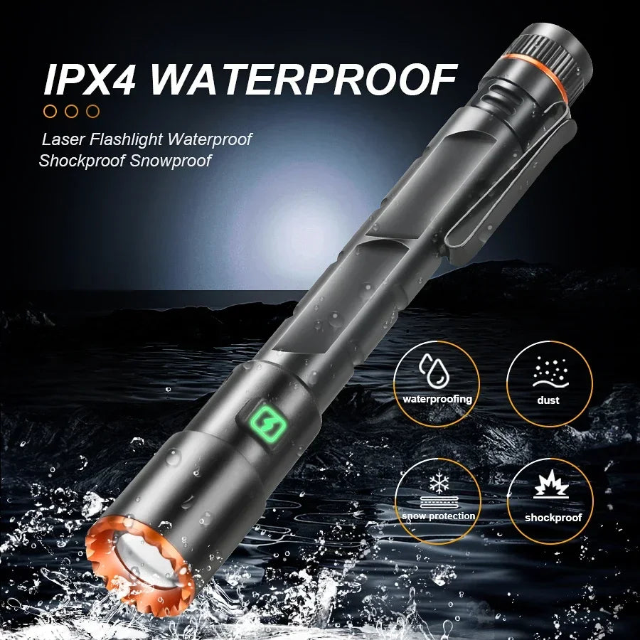 High Power Mini Flashlight USB Charging Small Flashlight with Clip Magnetic Pocket Torch for Camping Hiking Emergency Light