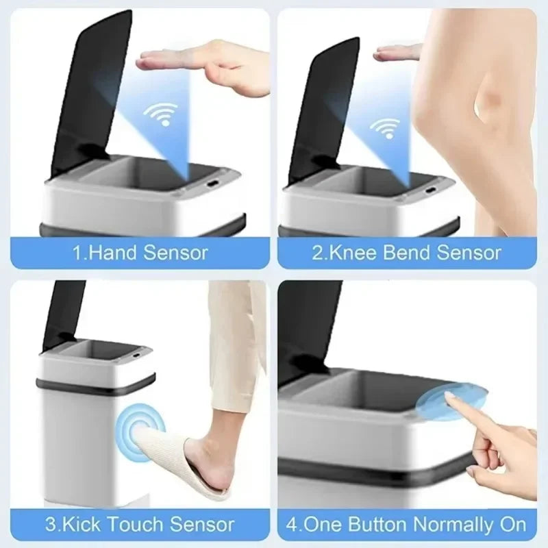 Smart Trashbin Automatic Sensor Large Capacity Touchless Waste Bin Energy-saving Waterproof for Kitchen Bathroom Home Office