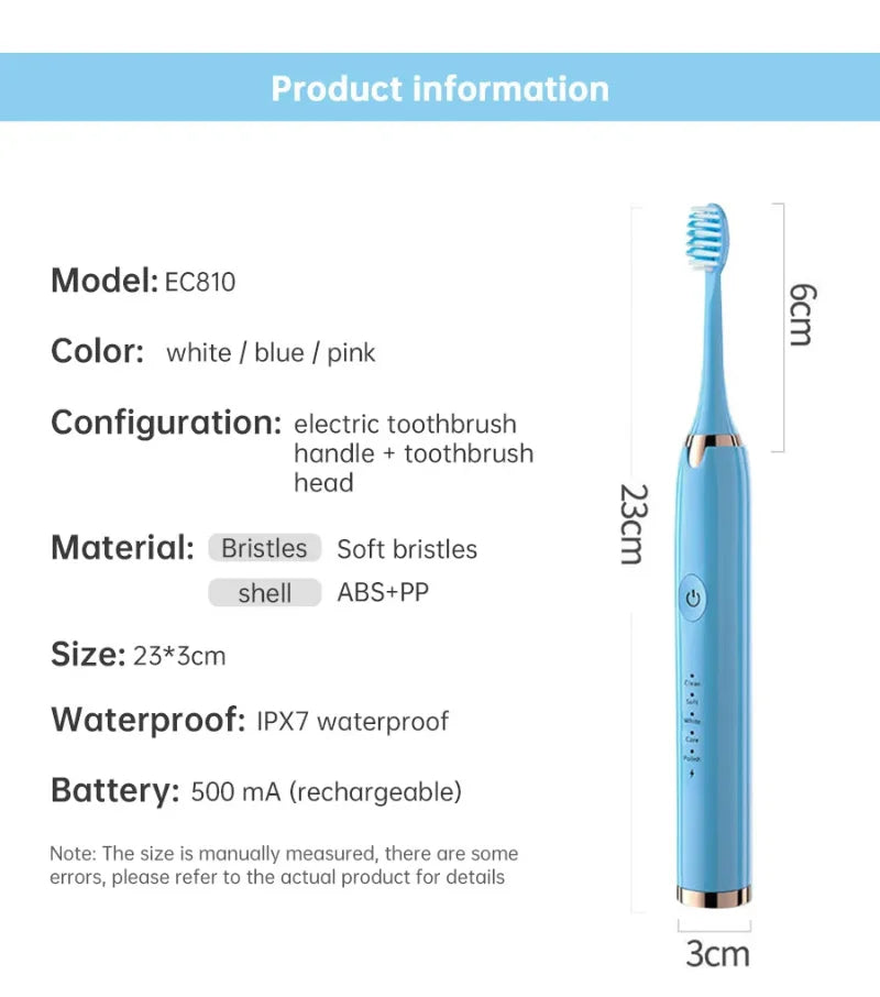 XIAOMI Electric Sonic Toothbrush USB Rechargeable Waterproof Electronic Ultrasonic Whitening Tooth Brushes Replacement Heads