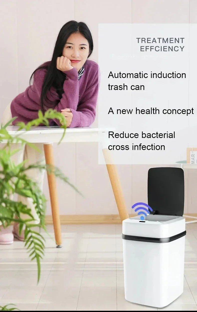 Smart Trashbin Automatic Sensor Large Capacity Touchless Waste Bin Energy-saving Waterproof for Kitchen Bathroom Home Office