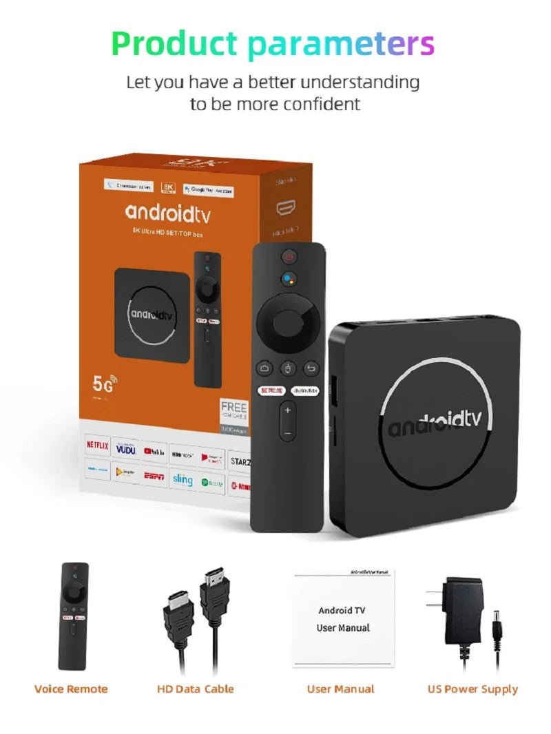 Android TV Box Q10 Android 14 Dual Wifi 2.4G&5G Google Voice Ram 4GB 8GB Rom 64GB 128GB Media player 3D 8K Video 4K Set Top Box