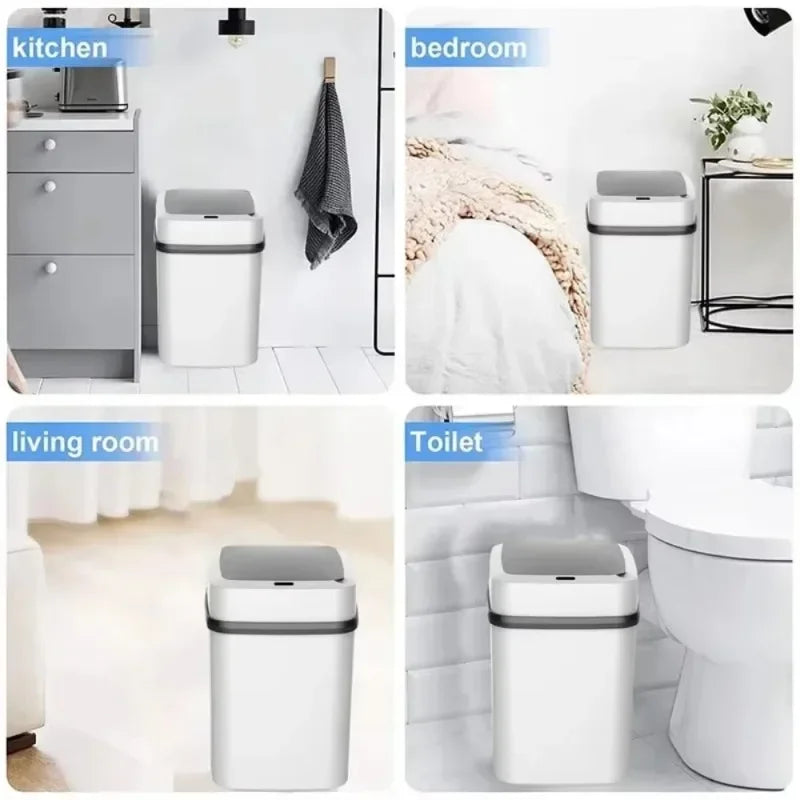 Smart Trashbin Automatic Sensor Large Capacity Touchless Waste Bin Energy-saving Waterproof for Kitchen Bathroom Home Office