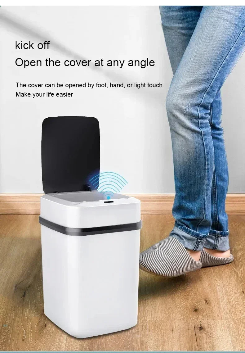 Smart Trashbin Automatic Sensor Large Capacity Touchless Waste Bin Energy-saving Waterproof for Kitchen Bathroom Home Office