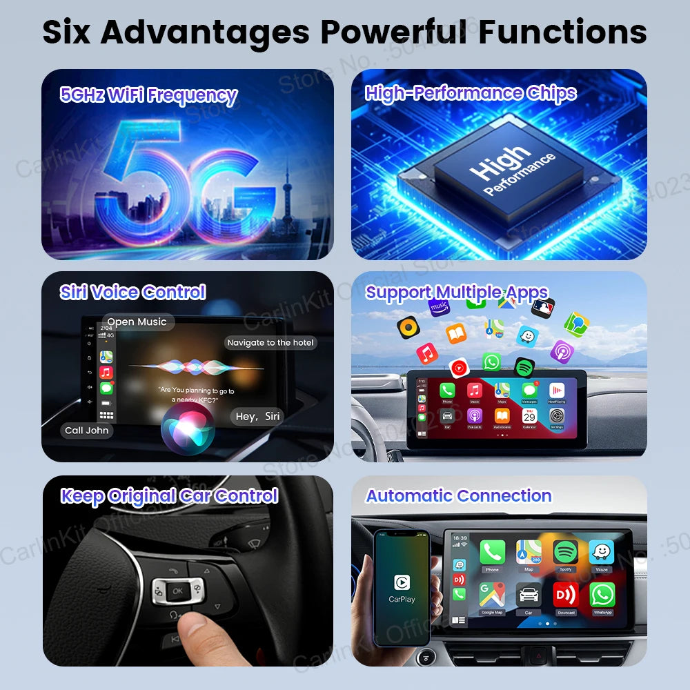 New CarlinKit Mini 5 SE Wireless Carplay Adapter For iPhone 5Ghz WiFi BT Fast Stable Connect For Spotify Waze Split Screen Box