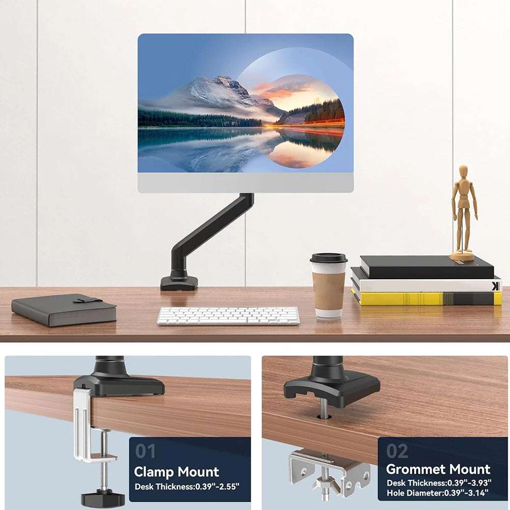 Single Monitor Stand Swivel Monitor Bracket Free Adjustable Expandable Display Bracket Holds 4.9 To 19.8lbs for Home Office