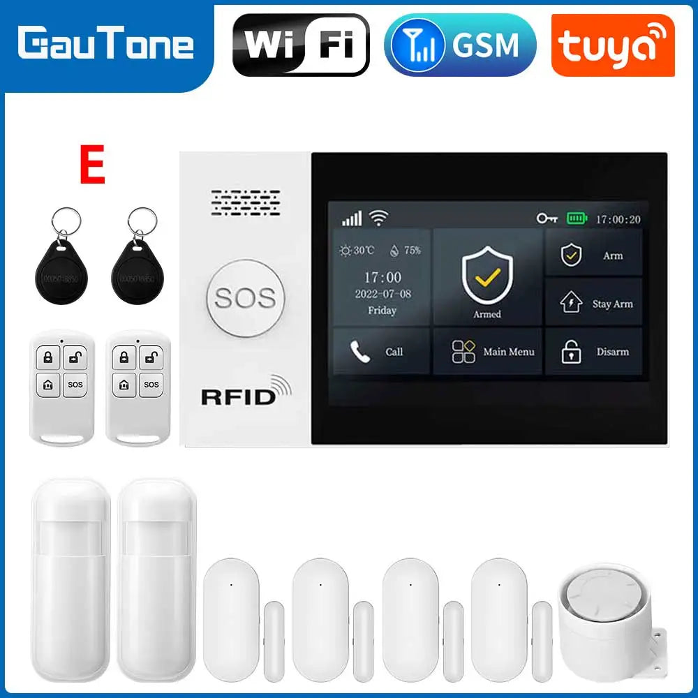 TUYA WIFI Smart GSM Alarm System Smart Life Security Protection For Home with PIR Wireless Solar Siren Alexa