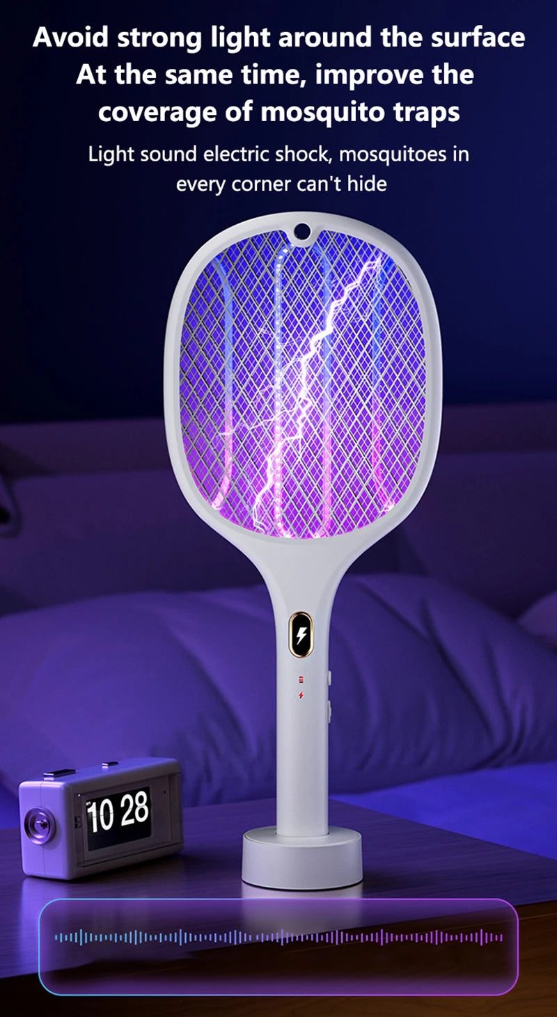 3 In 1 Multi-Functional Bug Zapper Racket Usb Rechargeable Mosquito Killer Safe Electric Mosquito Swatter Pest Control Supplies