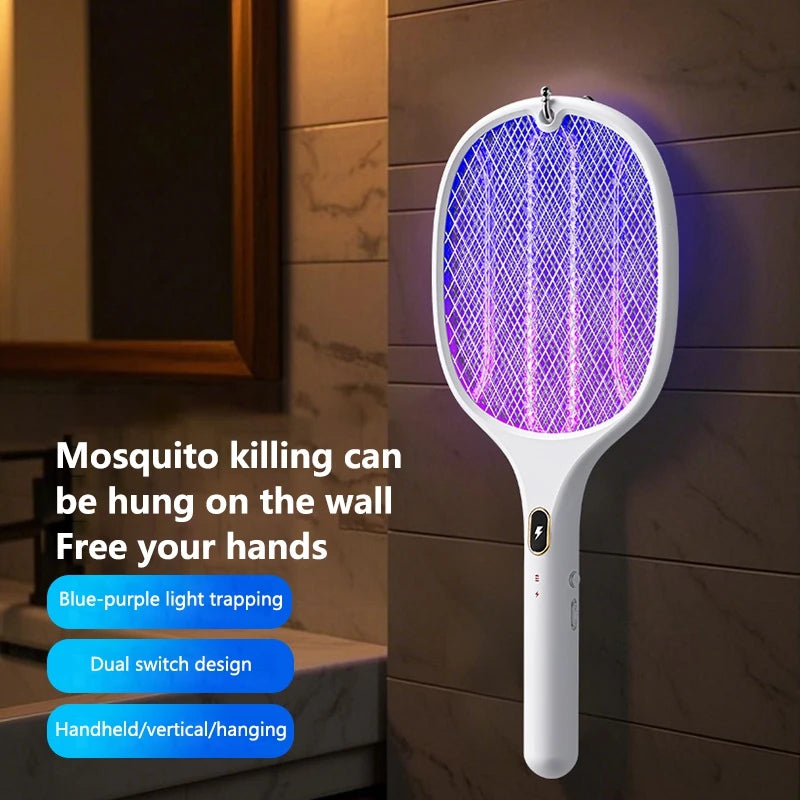 3 In 1 Multi-Functional Bug Zapper Racket Usb Rechargeable Mosquito Killer Safe Electric Mosquito Swatter Pest Control Supplies