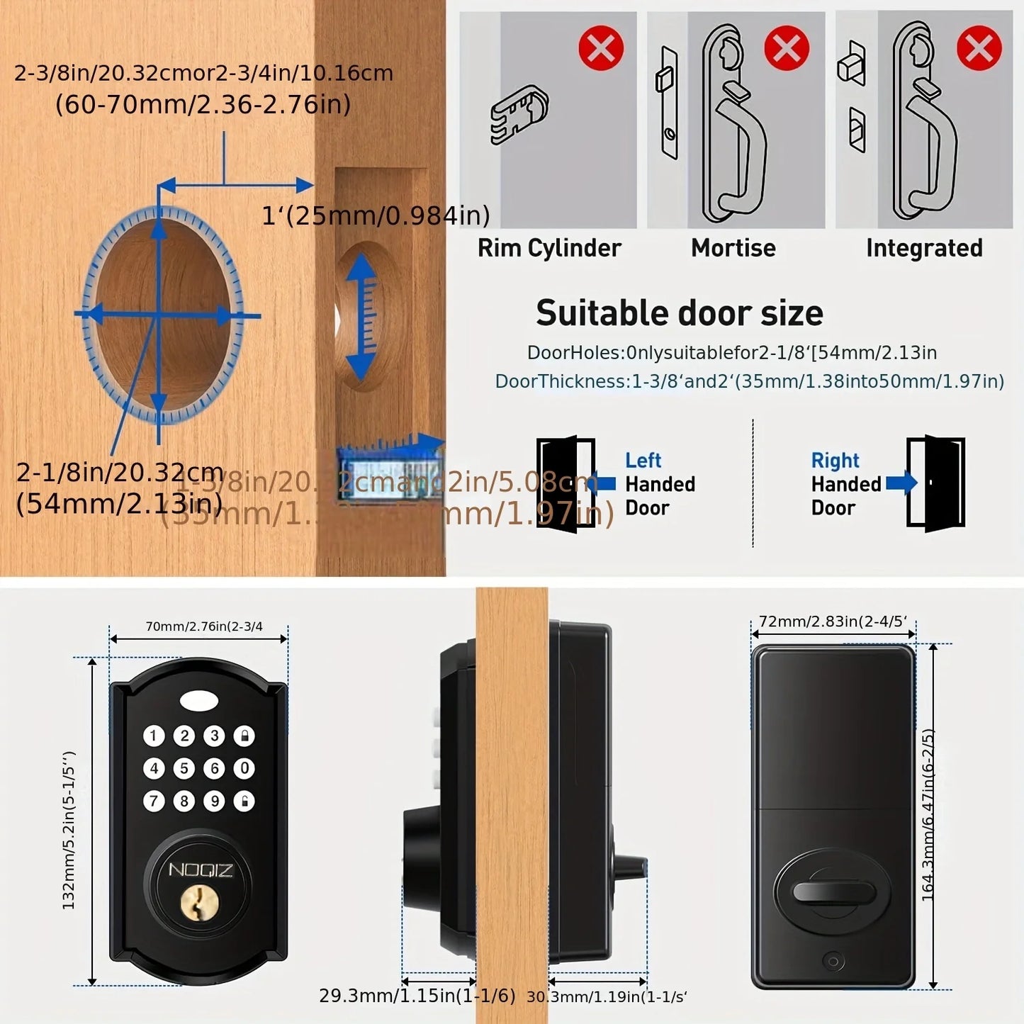 Keyless entry door lock - electronic door lock with keypad, smart latch lock with automatic lock, safe waterproof smart lock 19l